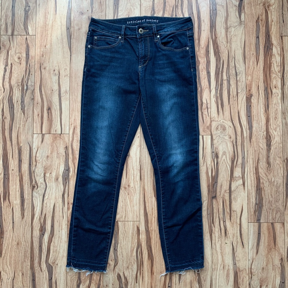 Articles of Society raw hem dark skinny jeans